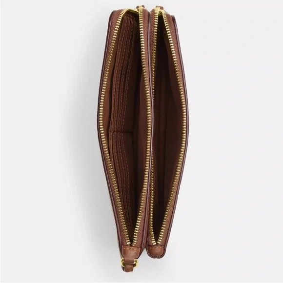 Coach Double Zip Wallet in Signature Canvas with Floral Print - Picture 9 of 12